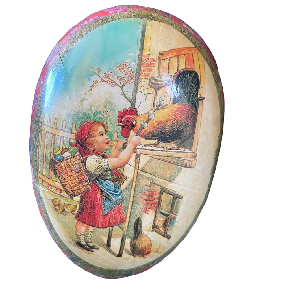 Vintage German Nestler Paper Mache Easter Egg Candy Holder Rooster | Little Girl